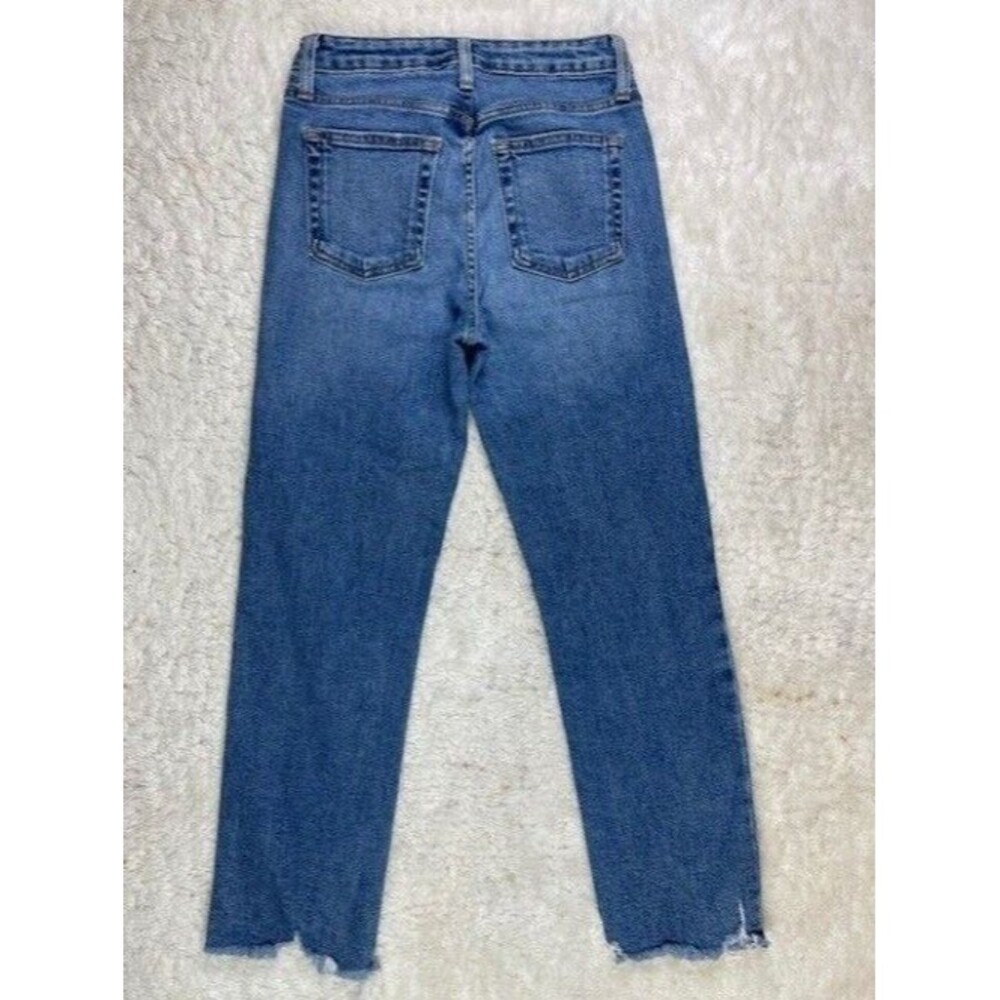 Just Black Size 25 Womens Jeans Straight Raw Hem Stretch Mid Rise Med Wash - Picture 3 of 3